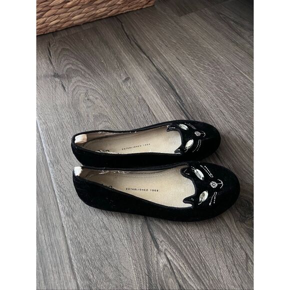 Gap black velour kitty flats Girl’s size 1 - Picture 3 of 4